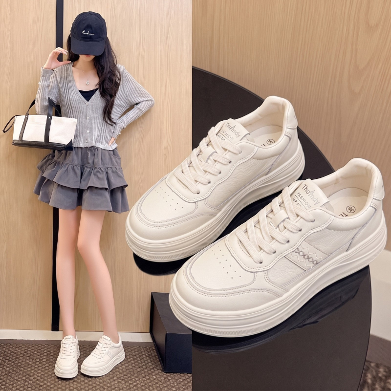 Mesh Sneaker Women - レディース秋の白い靴、韓国風新作、身長を高く見せる厚底、滑り止めカジュアルスニーカー、小白靴