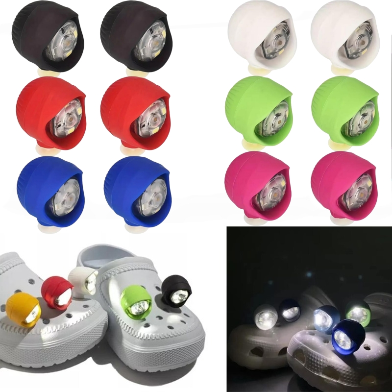 Croc Style Clog - 2/4/8 個防水シューライト下駄用シューチャームアクセサリークロックスシューズ用 3 ライトモードヘッドライトキャンプランニング用