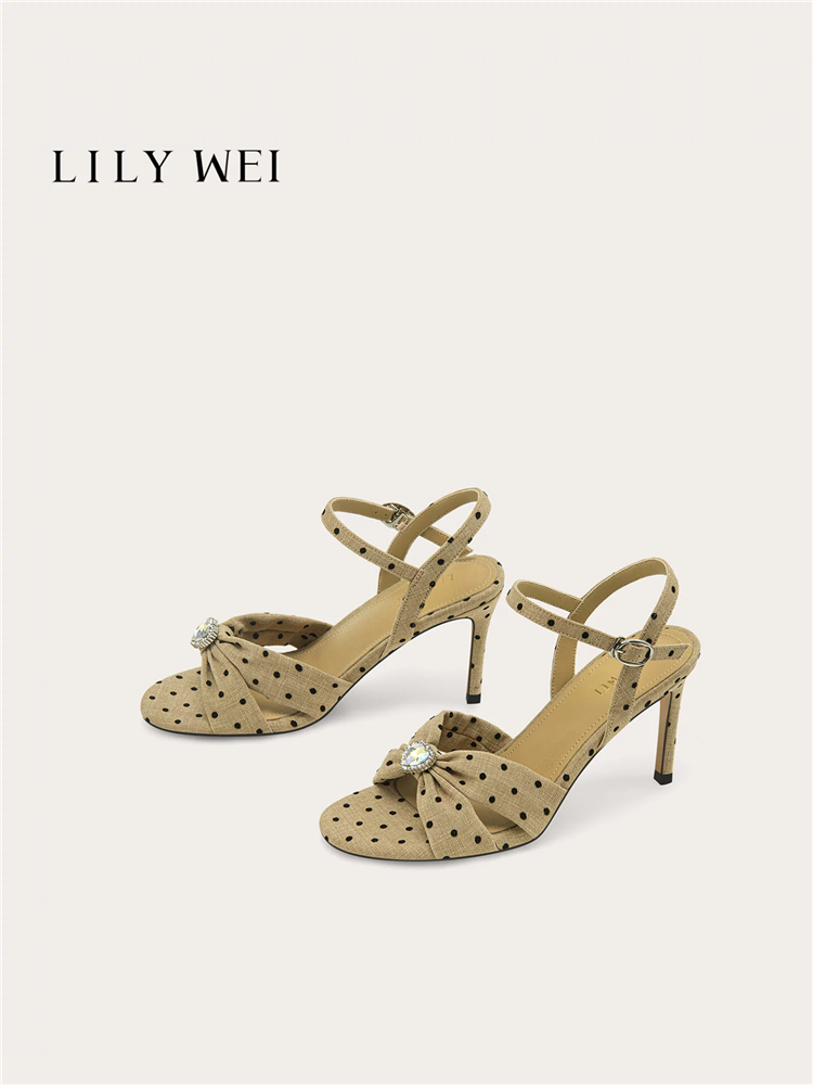 Women'S Shoes Size 12 - 夏の新しいレトロな水玉模様のラインストーン生地クロスストラップサンダルドレス大きいサイズ小さいサイズスリムヒールハイヒールの女性の靴