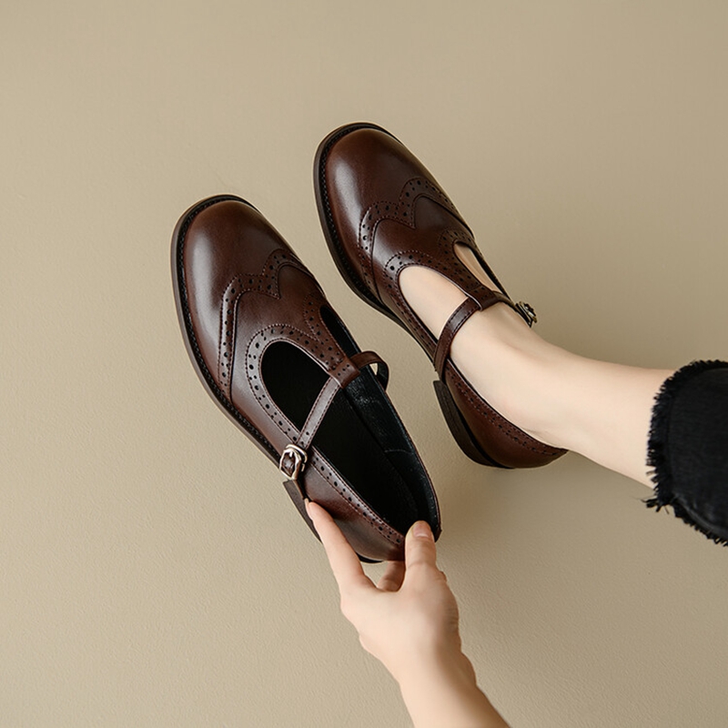 Women'S Shoes Large - 女性のためのスプリットレザーシューズ,ラウンドトゥマリアの靴,ローヒール,オックスフォードポンプ,春秋,新しい