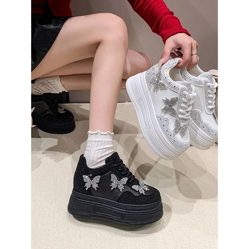 Mesh Sneaker Women - 7CMエアメッシュマイクロファイバーレザーアンクルブーツ、中空チャンキースニーカー、2025年女性用快適サマーブリンブリンミックスカラー、ファッショナブルシューズ