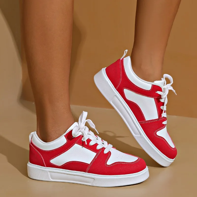 Women Shoes Vans - 女性用レザースケートシューズ,快適なスケートシューズ,白,赤,フラット,カジュアル,スポーツ,ラージサイズ42, 2024