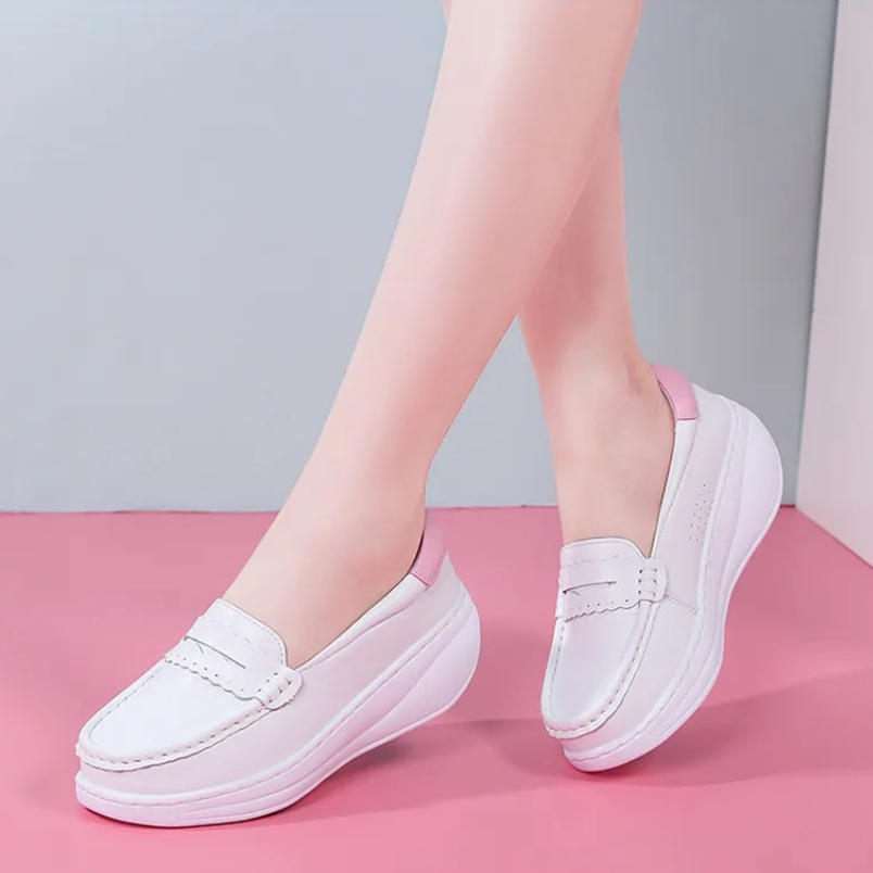 Women Shoes Tennis - 2025年 ホワイトピンク ナーススニーカー スリッポン レディースシューズ 軽量