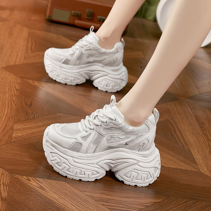 Mesh Sneaker Women - レディースファッション 厚底プラットフォームスニーカー 通気性メッシュ 滑り止め カジュアルウォーキングシューズ インヒール