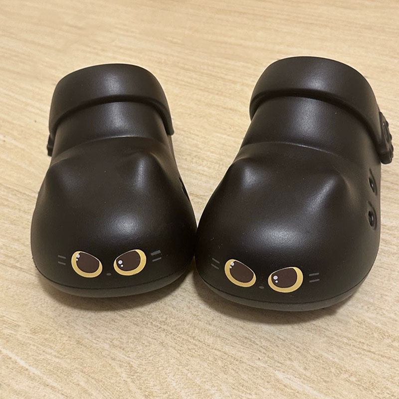 Women Shoes Black - 女性用新作クリエイティブブラックキャットスリッパ、夏用ソフトクラウドミュールクロッグ、女性用ストラップサンダルシューズ、キュートキティメリージェーンEVAスリッパ