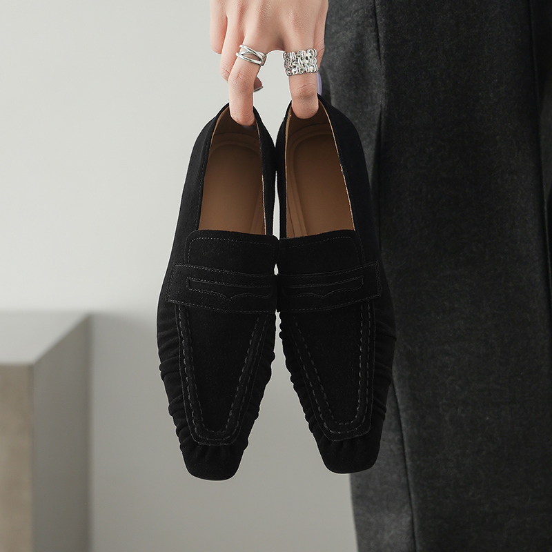 春の本革女性パンプスファッションプリーツスクエアトゥシューズ - Women'S Shoes Large のレビューと価格