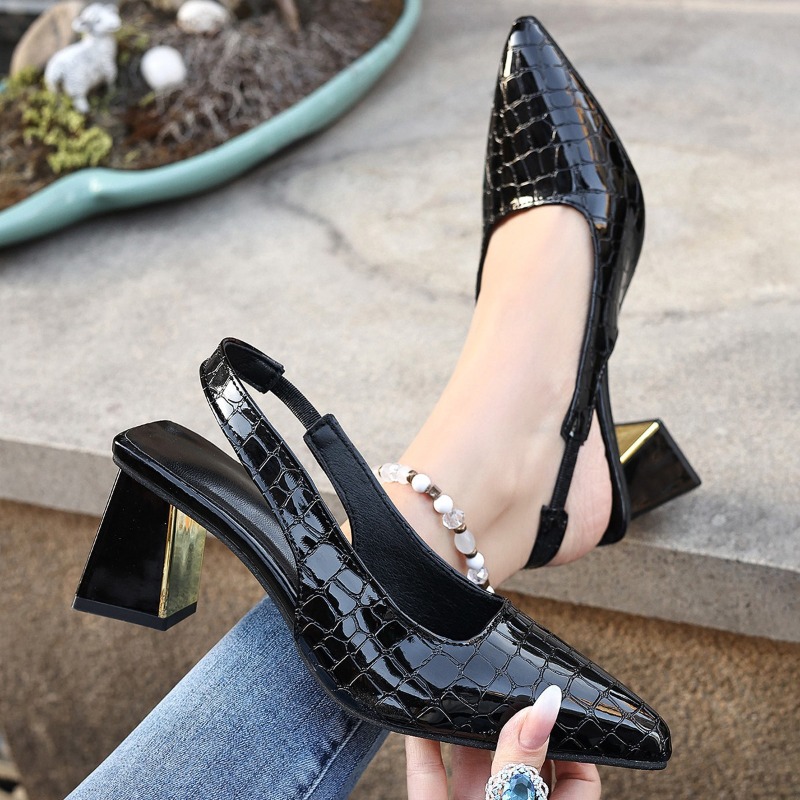 夏のハイヒールサンダル女性のセクシーな黒のトレンドドレスポン - Women Shoes Black のレビューと価格