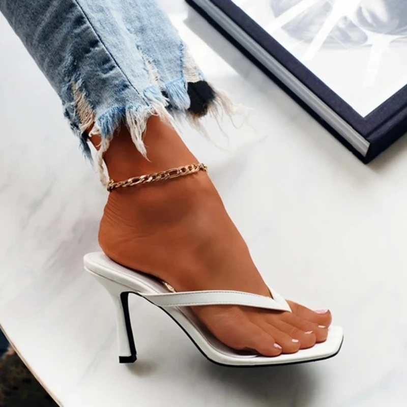 女性のためのエレガントなハイヒールサンダル,黒と白のスリッパ - Women Shoes Black のレビューと価格