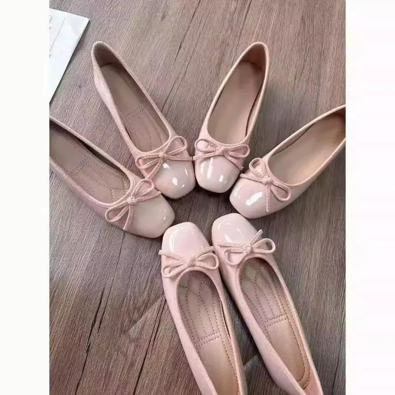 レディース バレエシューズ スクエアトゥ リボン スリップオ - Women'S Shoes Large のレビューと価格