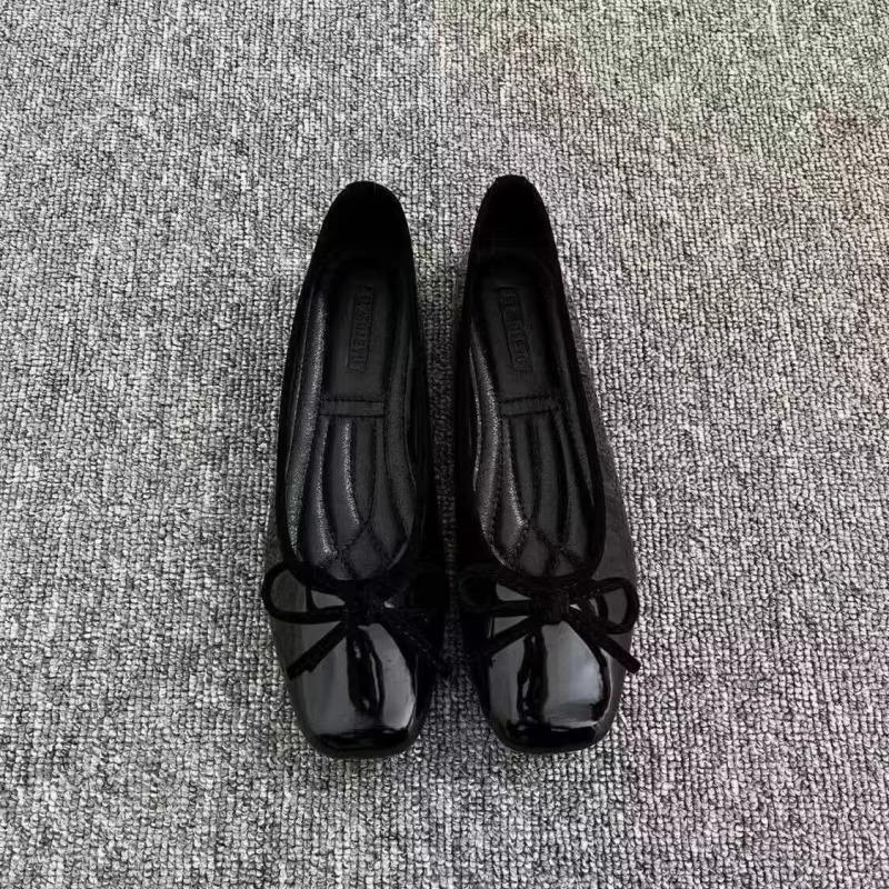 レディース バレエシューズ スクエアトゥ リボン スリップオ - Women'S Shoes Large のレビューと価格