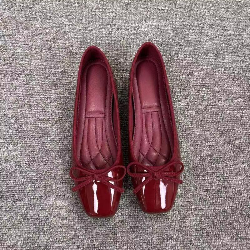 レディース バレエシューズ スクエアトゥ リボン スリップオ - Women'S Shoes Large のレビューと価格