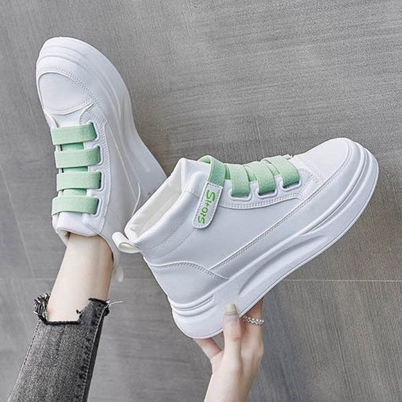 多用途の白いハイカットスニーカー女性用秋マジックベルクロ留め - Women Shoes Must Have のレビューと価格