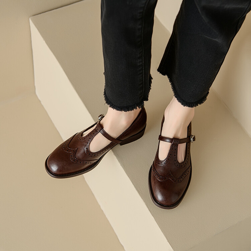 女性のためのスプリットレザーシューズ,ラウンドトゥマリアの靴 - Women'S Shoes Large のレビューと価格