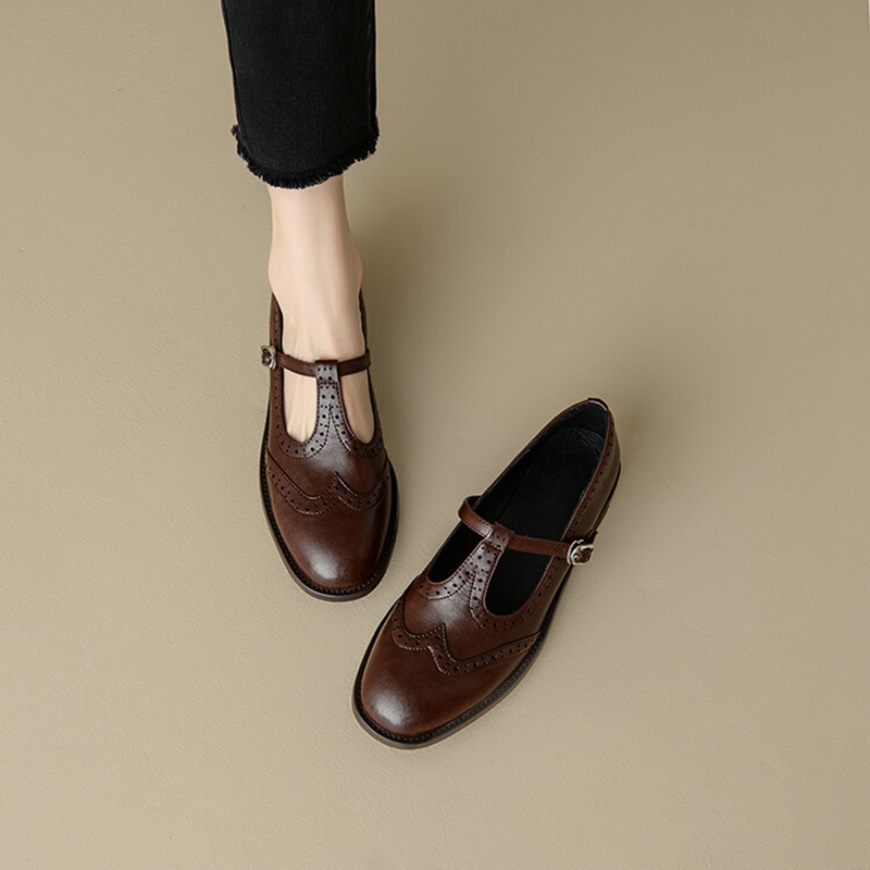 女性のためのスプリットレザーシューズ,ラウンドトゥマリアの靴 - Women'S Shoes Large のレビューと価格