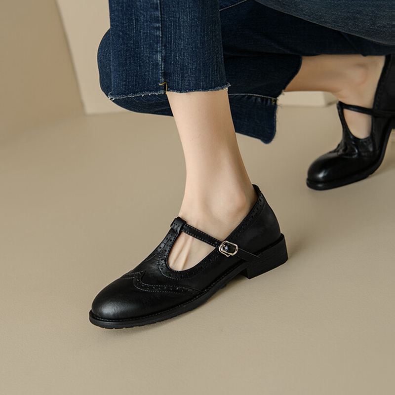 女性のためのスプリットレザーシューズ,ラウンドトゥマリアの靴 - Women'S Shoes Large のレビューと価格