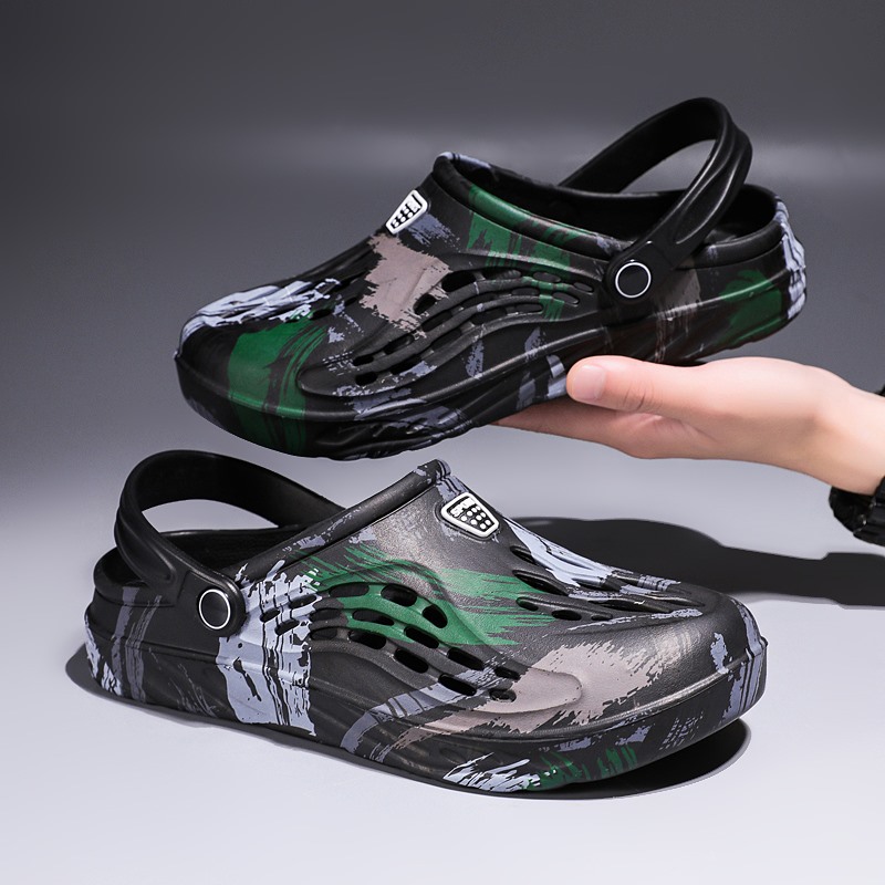 メンズ夏用迷彩柄グラフィティサンダル ガーデンクロッグシュー - Croc Style Clog のレビューと価格