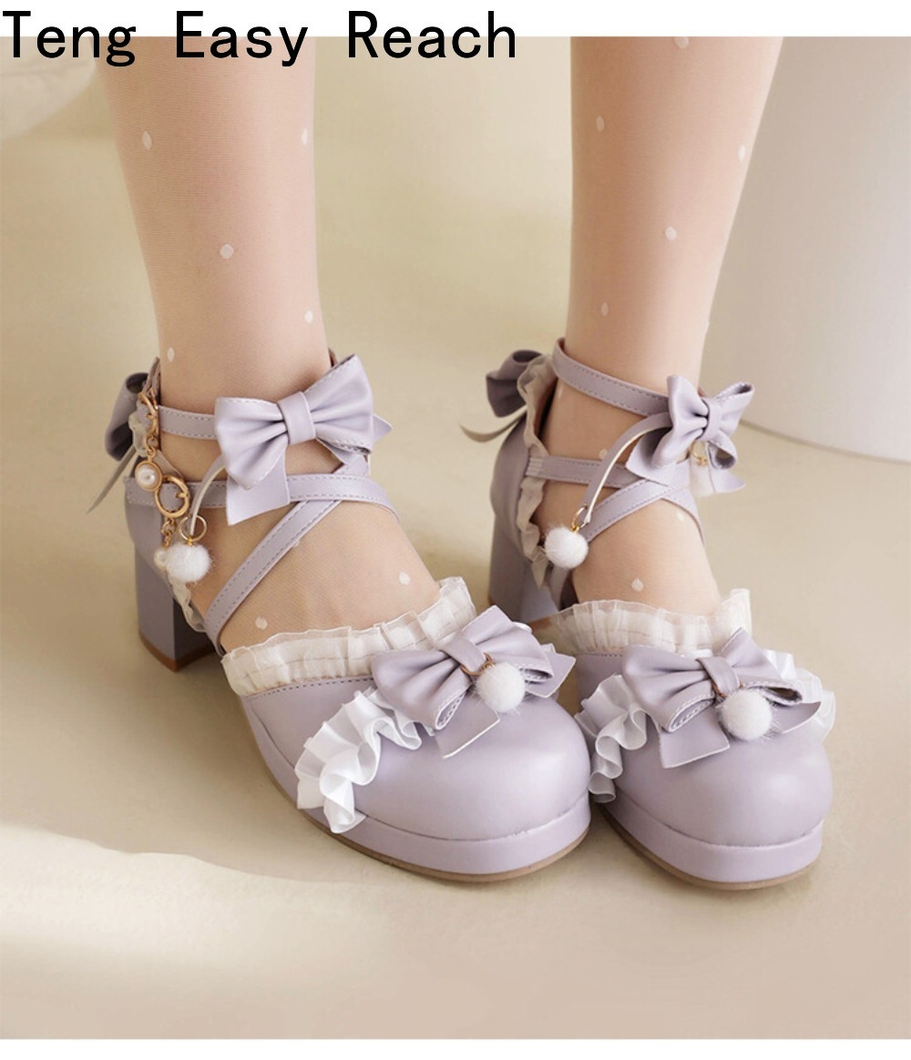 女性の白いメリージェーンサンダルピンクパープルちょう結びレー - Women'S Shoes Easy Street のレビューと価格