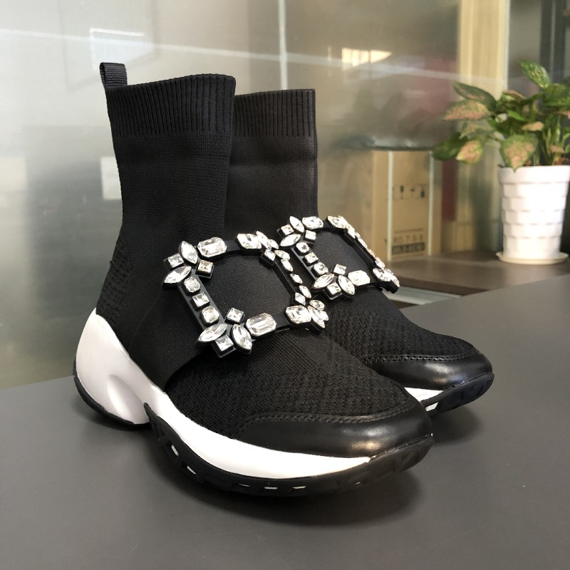 ファッションデザイナーの女性用靴高級ラインストーンチャンキー - Sock Boot Women のレビューと価格