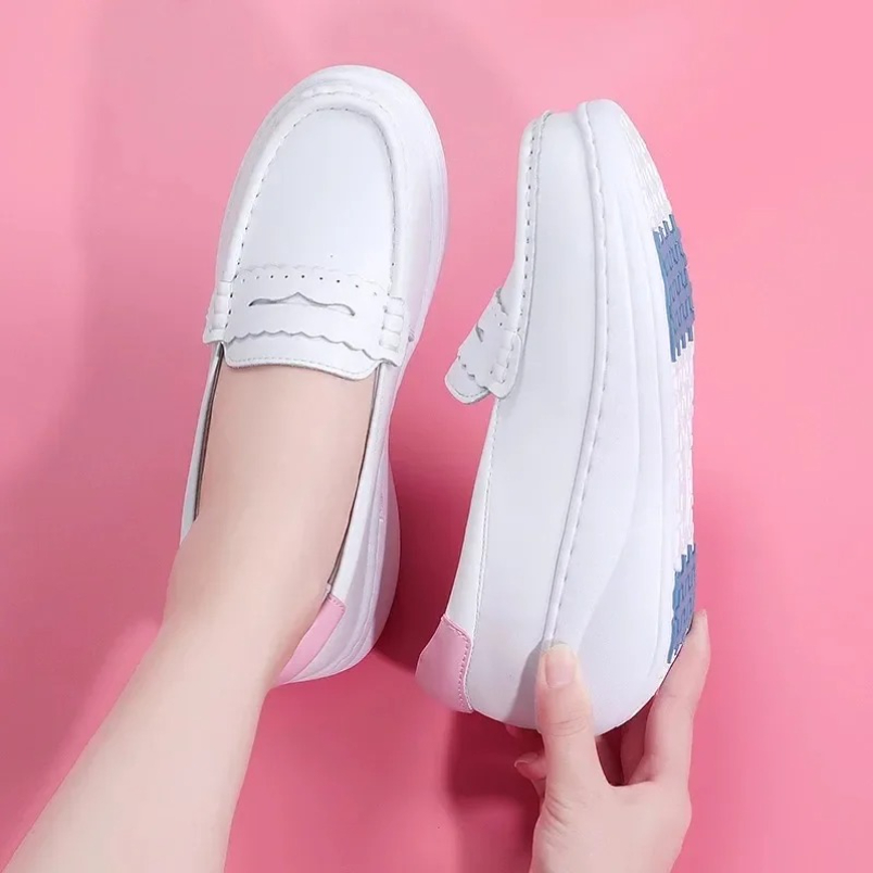 2025年 ホワイトピンク ナーススニーカー スリッポン レ - Women Shoes Tennis のレビューと価格