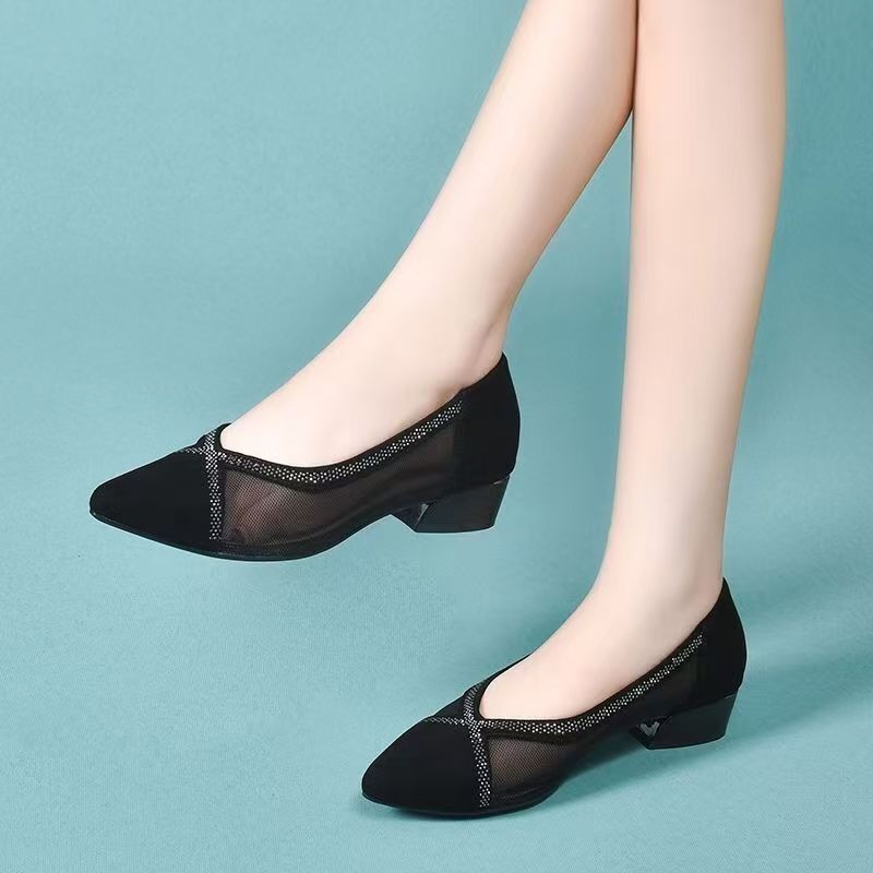 2025年 ブラックメッシュ 新作 ポインテッドトゥ ファッ - Women Shoes Black のレビューと価格