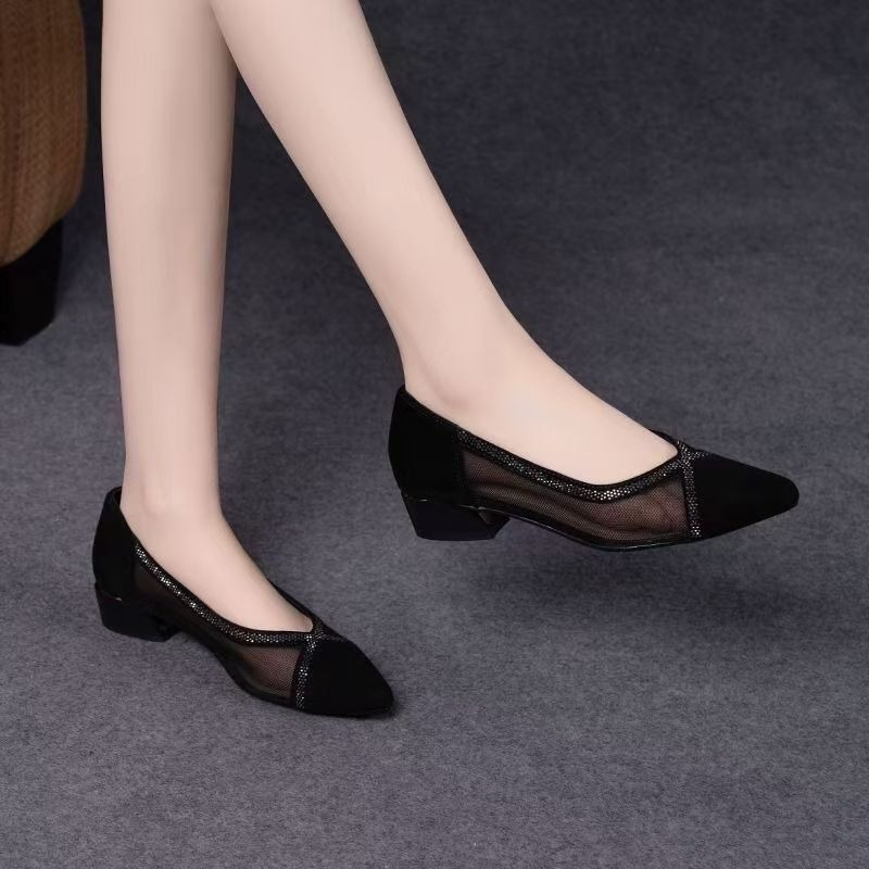 2025年 ブラックメッシュ 新作 ポインテッドトゥ ファッ - Women Shoes Black のレビューと価格