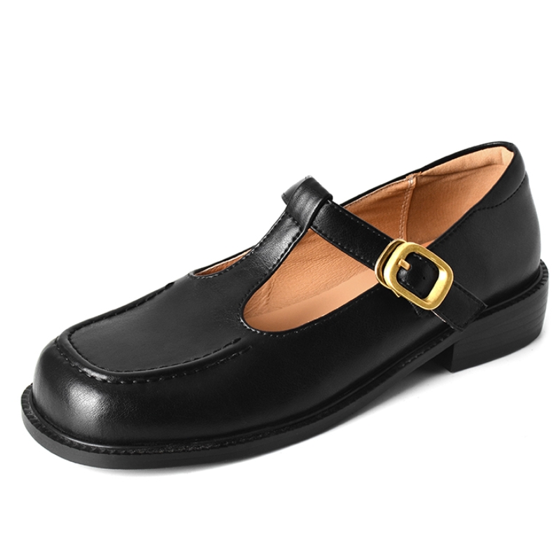 カジュアル女性のフラットシューズ本革ファッション快適な T  - Women Shoes Black のレビューと価格