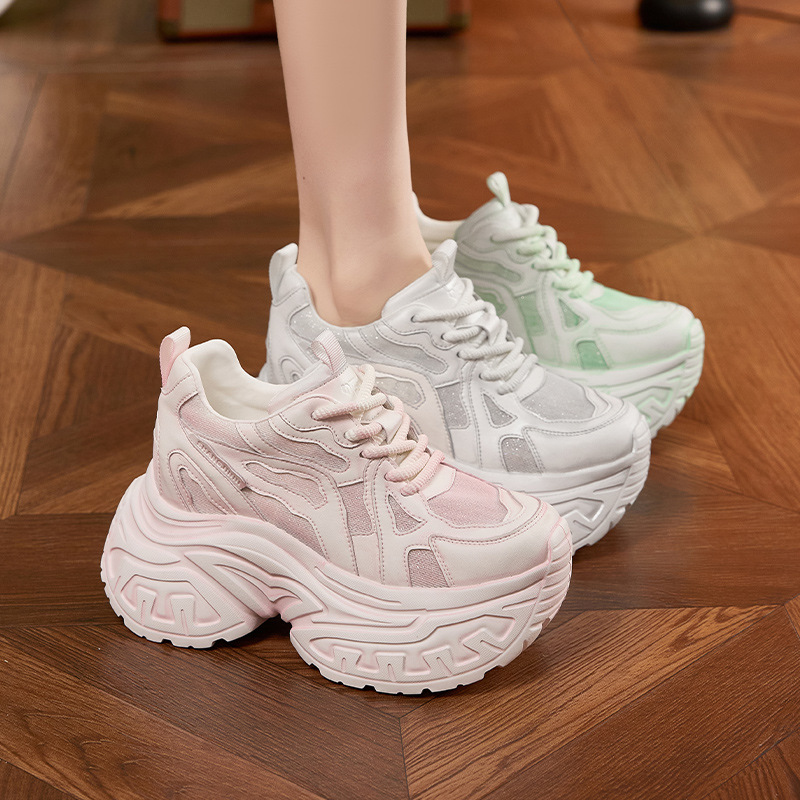レディースファッション 厚底プラットフォームスニーカー 通気 - Mesh Sneaker Women のレビューと価格